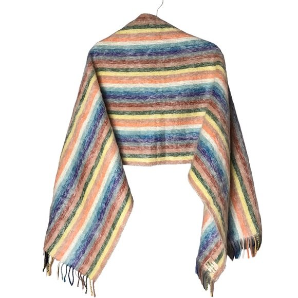 Scottish Mohair Stripe Scarf Wrap Made in Scotland Vintage Knit Wool - Picture 2 of 9